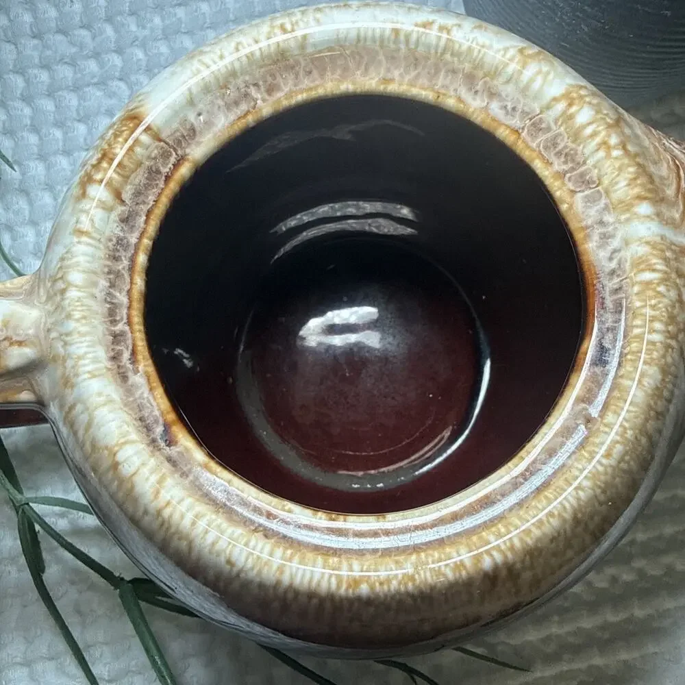 Vintage McCoy USA Pottery 140 Brown Drip Glaze Teapot Stoneware Rustic w Lid